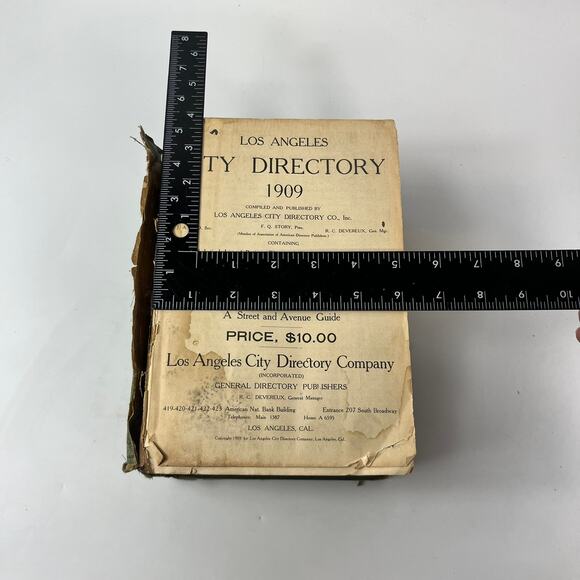 1909 Los Angeles CA City Directory POOR Ancestry Genealogy Antique Vtg Reference - Picture 7 of 12